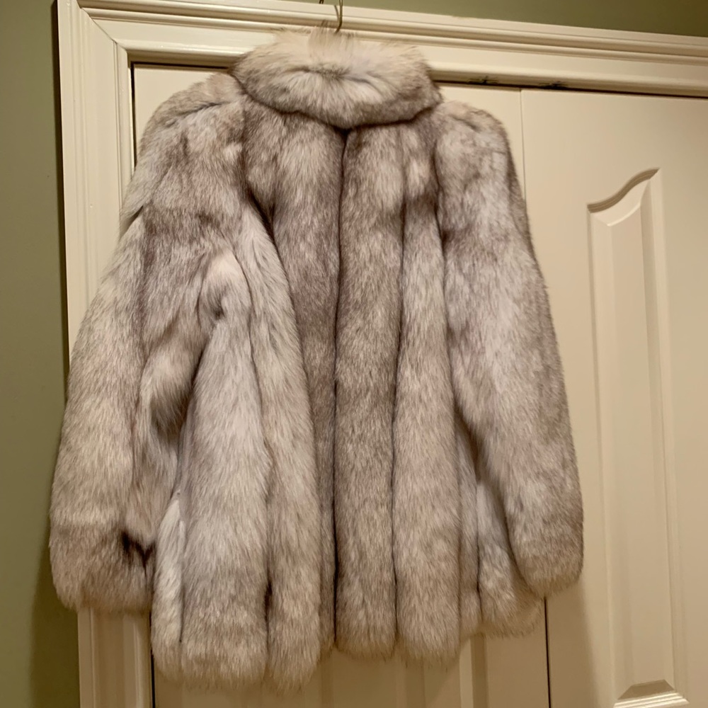Vintage blue Fox fur jacket